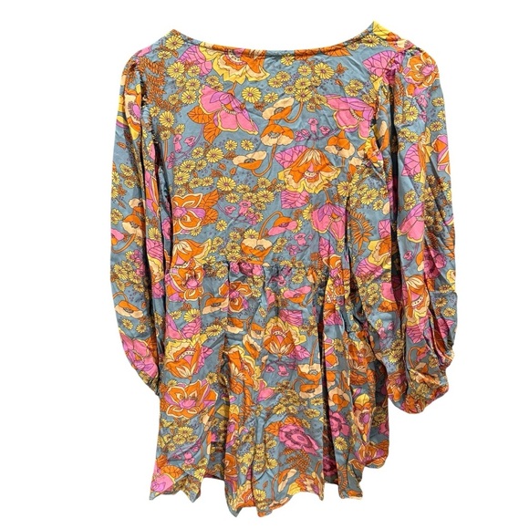 Rusttydustty Women’s 1X Floral Boho Romper Peasant Sleeve Cottagecore Chic - Picture 9 of 15